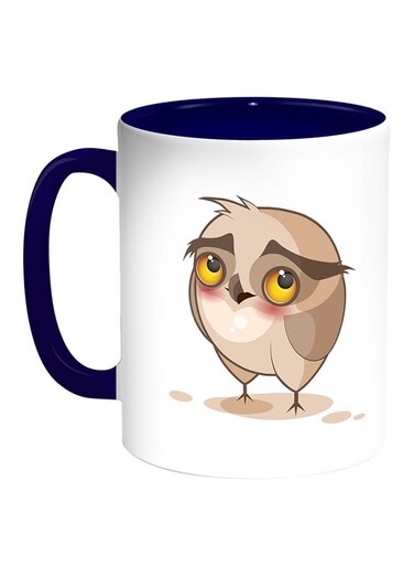 Owl Printed Coffee Mug White/Blue 11ounce