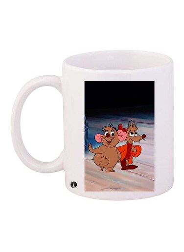 Mouse Printed Coffee Mug White/Brown/Red 11ounce