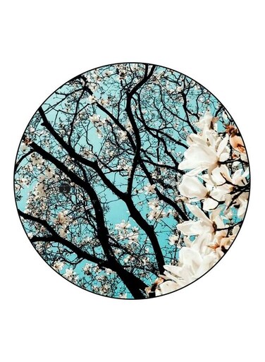 Floral Printed Fridge Magnet Blue/White/Black 5.5cm