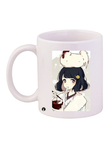 Anime Girl Printed Coffee Mug White/Brown/Black