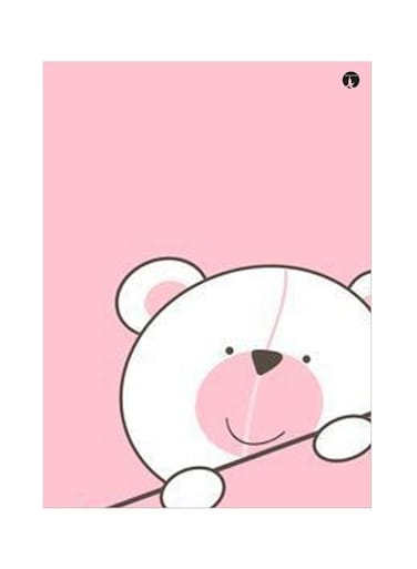 Bear Printed Metallic Plate Pink/Black/White 20x15cm