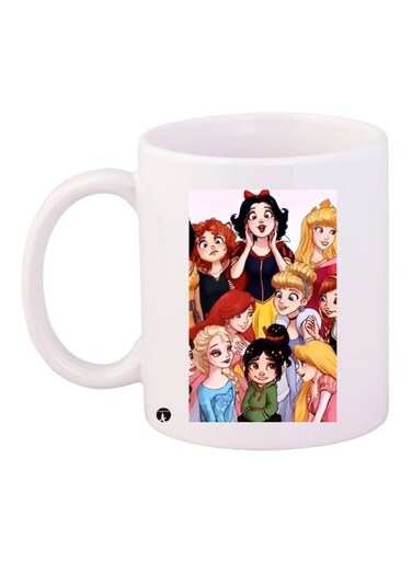 Disney Princesses Printed Coffee Mug White/Blue/Black 11ounce
