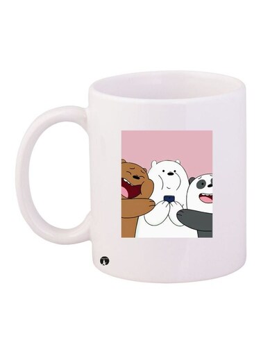 We Bare Bears Printed Coffee Mug White/Brown/Pink 11ounce