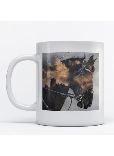 Horse Printed Mug White/Brown/Black