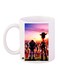 Cartoon Printed Coffee Mug White/Green/Pink 11ounce