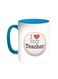 I Love My Teacher Printed Coffee Mug Turquoise/White 11ounce