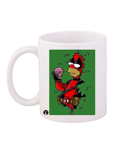 The Simpsons Printed Mug White Green Red 11 ounce