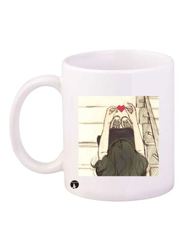 Girl Printed Coffee Mug White/Black/Beige Standard Size
