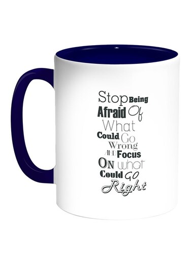 English Quote Printed Coffee Mug White/Blue 11ounce