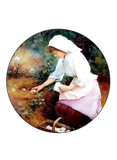 Woman Printed Fridge Magnet Round Multicolour