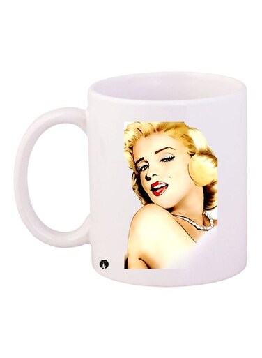 Marilyn Monroe Printed Coffee Mug White/Yellow/Red 11ounce