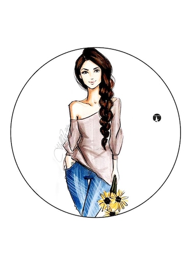 A Girl Printed Fridge Magnet Multicolour