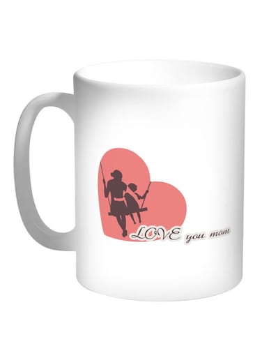 I Love You Mom Printed Coffee Mug White/Red