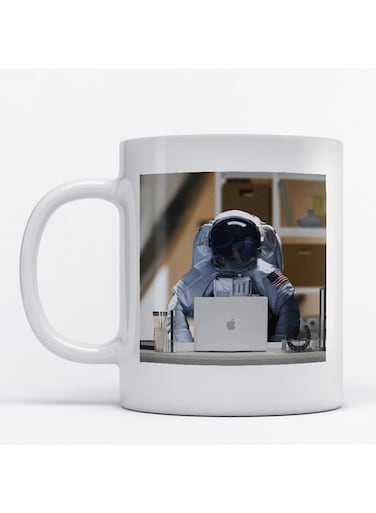Astronaut Printed Mug White/Beige/Grey