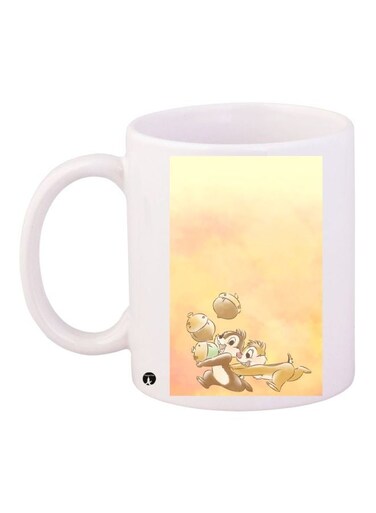 Cartoon Printed Coffee Mug White/Beige/Brown 11ounce