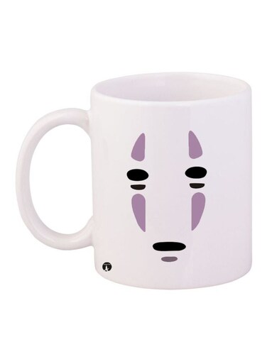 Printed Ceramic Coffee Mug White/Black/Purple 11ounce