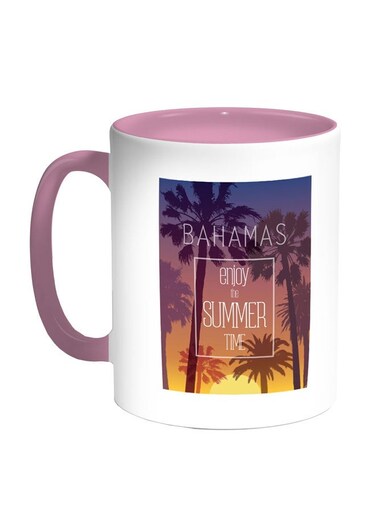 Enjoy The Summer Time Printed Coffee Mug Pink/White/Blue 11ounce