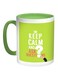 Keep Calm And Ask Questions Printed Coffee Mug Light Green/White/Green 11ounce