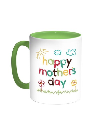 Happy Mother's Day Printed Coffee Mug Green/White 11ounce
