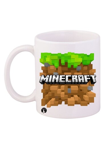 Minecraft Printed Coffee Mug White/Green/Brown