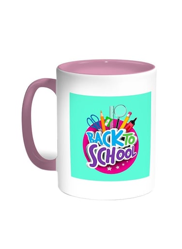 Back To School Printed Coffee Mug Pink/White 11ounce