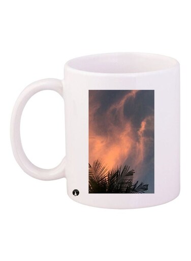 Nature Printed Coffee Mug White/Blue/Beige 11ounce