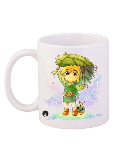 The Legend Of Zelda Printed Coffee Mug White/Green/Yellow 11ounce