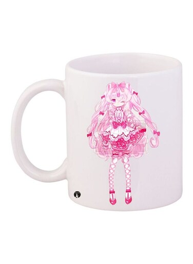 Anime Printed Coffee Mug White/Pink