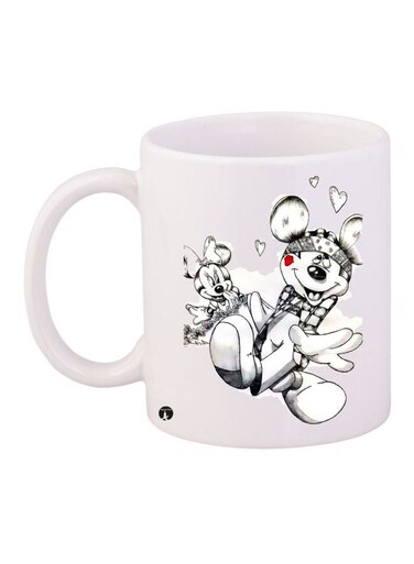 Mickey And Minnie Mouse Printed Coffee Mug White/Black/Red