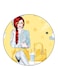 Girl Printed Fridge Magnet Round Multicolour