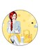Girl Printed Fridge Magnet Round Multicolour