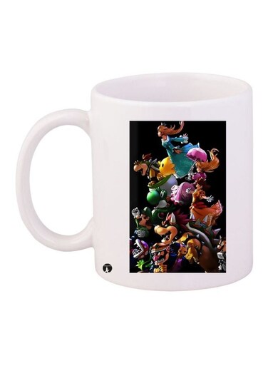 Cartoon Printed Coffee Mug White/Black/Pink 11ounce