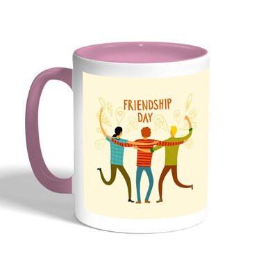 Happy Friendship Day Printed Coffee Mug, Pink 11 Ounce
