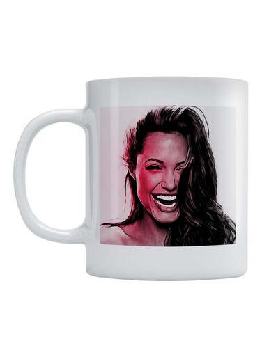 Angelina Jolie Printed Mug White/Black/Red