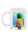 Pineapple Printed Ceramic Coffee Mug White/Orange/Green 11ounce