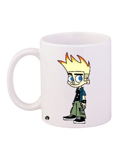 Cartoon Printed Coffee Mug White/Yellow/Blue 11ounce