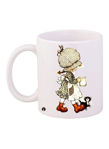Cartoon Girl Printed Coffee Mug White/Beige/Black