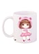 Cartoon Girl Printed Coffee Mug White/Pink/Brown 11ounce