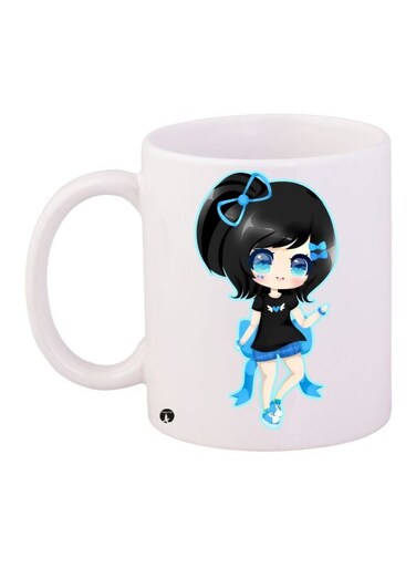 Anime Girl Printed Coffee Mug White/Black/Blue