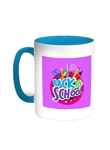 Back To School Printed Coffee Mug Turquoise/White 11ounce