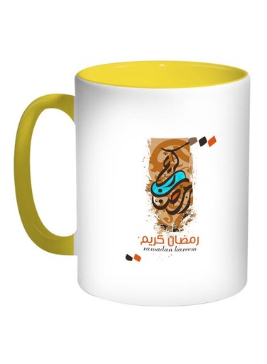 Ramadan Kareem Printed Coffee Mug White/Brown/Yellow