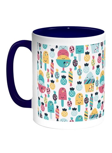 Desserts Fees Printed Coffee Mug White/Blue 11ounce