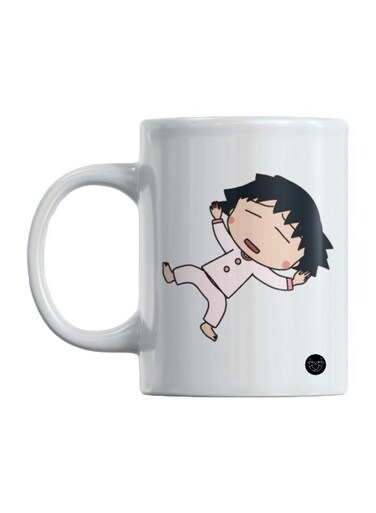 Sleeping Chibi Maruko-Chan Printed Mug White/Pink/Black