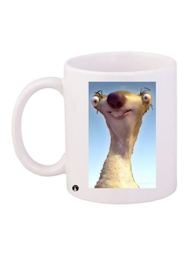Cartoon Printed Coffee Mug White/Blue/Beige 11ounce
