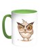 Owl Printed Coffee Mug White Green 11 ounce