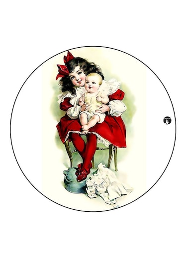 Girl Printed Fridge Magnet Round Multicolour