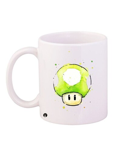 Cartoon Printed Coffee Mug White/Green/Black 11ounce