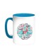 Arabic Letters Printed Coffee Mug Turquoise/White 11ounce