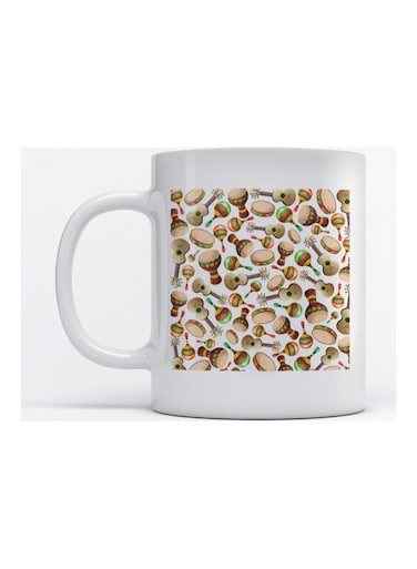 Mug Guitar and Drum for Coffee and Tea White