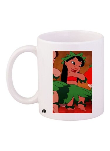 Cartoon Printed Coffee Mug White/Green/Red 11ounce